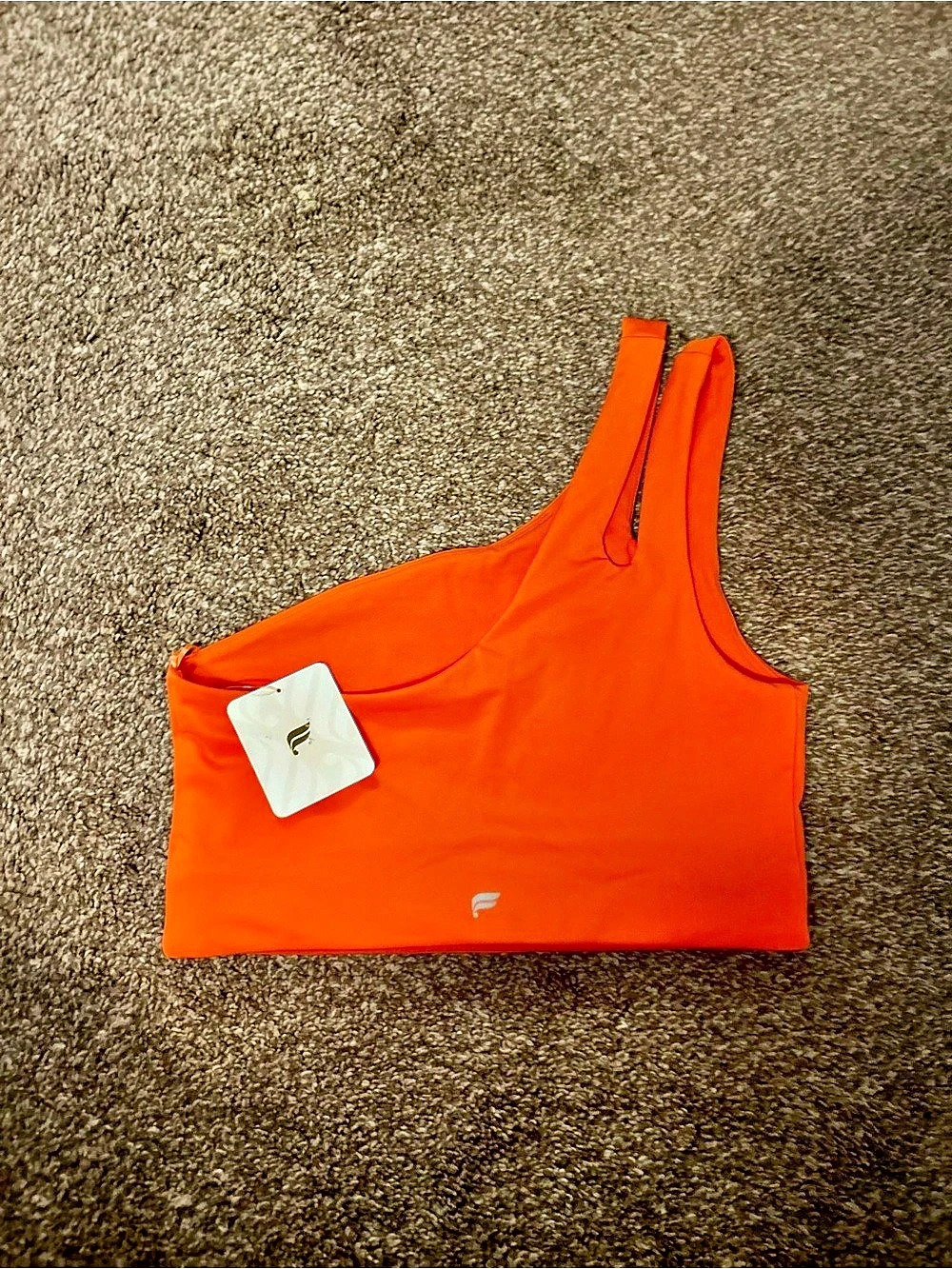 Fabletics Asymmetrical Double Strap Midi Bra Orange